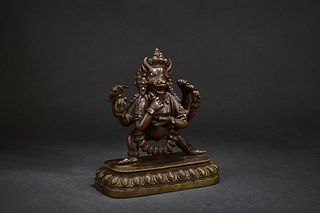Silver Bronze Figure Of Three-Faced Six-Armed Vidyaraja