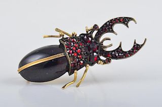 Antique Garnet Beetle Pin