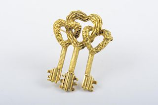 Cartier Triple Key Gold Pin