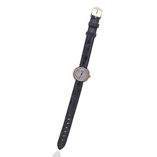 Cartier Vendome 18k Gold Pave Diamond Dial Manual Wind Watch