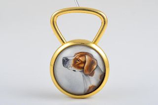 Gold Reverse Crystal Dog Key Chain