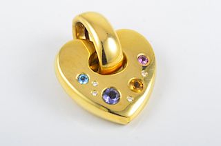 Gold Gem Set Heart Pendant