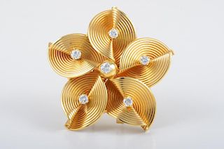 Tiffany Diamond Stylized Flower Pin