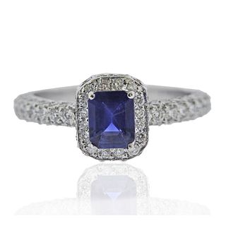 18k Gold Platinum Diamond Sapphire Engagement Ring