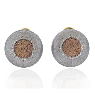 Buccellati Geminato Silver 18k Gold Button Earrings