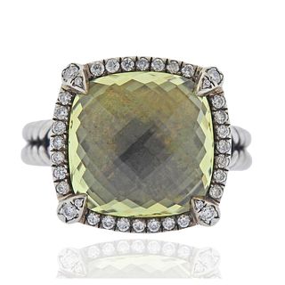 David Yurman Chatelaine Silver Diamond Lemon Quartz Ring