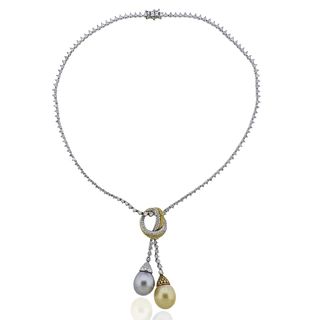 8.00ctw Diamond South Sea Pearl 18k Gold Necklace