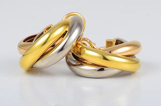 Cartier Tri-Color Gold Hoop Earrings