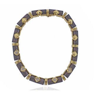 Boucheron Paris 18k Gold Wood Diamond Necklace