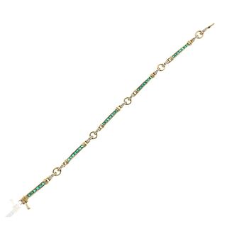 14k Gold Diamond Emerald Bracelet