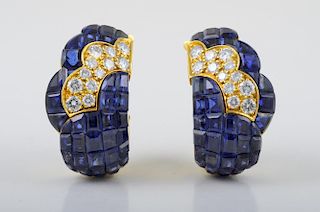 VCA Mystery Set Sapphire Diamond Earrings