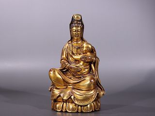 Gilt-Bronze Figure Of Guanyin