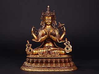 Gilt-Bronze Figure Of Four-Armed Guanyin