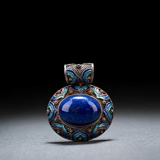 Enamel Filigree And Lapis Lazuli Pendant