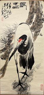 Wang Ziwu, Chinese Bird Painting Paper Scroll
