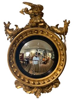 English Regency Giltwood Convex Mirror, 19thc.