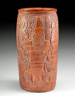Fine Maya Plumbate Pottery Vessel w/ Death Scene, TL'd