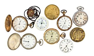 Lot of seven American pocket watches and movements