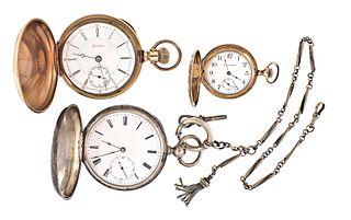 A lot of three Swiss and American pocket watches