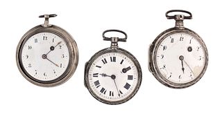 Lot of three 19th century Continental fusee pocket watches