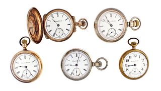 A lot of five Hampden pocket watches