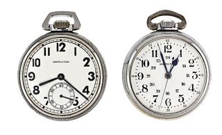 A lot of two 16 size Hamilton military pocket watches