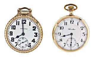 A lot of two 21 jewel Hamilton pocket watches