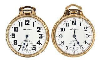 A lot of two 16 size Hamilton pocket watches