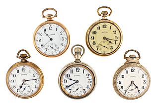 A lot of five 16 size Illinois pocket watches