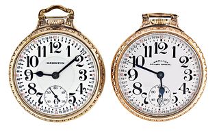 A lot of two Hamilton 992 and 992E pocket watches