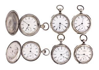 A lot of six 18 size Waltham keywound pocket watches