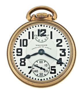 A Waltham Vanguard pocket watch with wind indicator