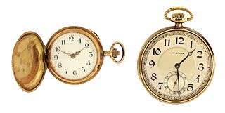 A lot of two gold pocket watches