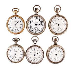 A lot of six 18 size Waltham pocket watches