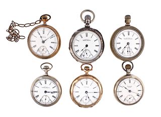 A lot of six 18 size Waltham pocket watches