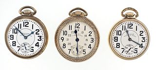 A lot of three 16 size 23 jewel Waltham pocket watches