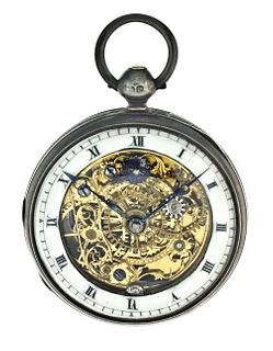 An unusual 19th century skeletonized English pocket watch signed Lock & Son Oxford