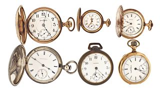 A lot of six American pocket watches