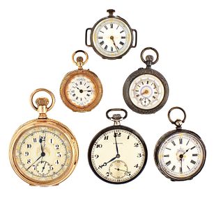 A lot of six Swiss pocket watches