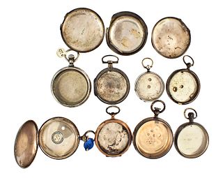 A small lot of silver watch cases and case parts