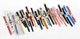 Large lot of wrist watches including comic character and Swatch