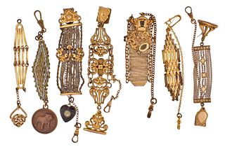 A lot of 18 pocket watch fob chains