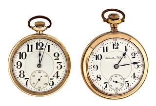 A lot of two 21 jewel American pocket watches Hamilton and Illinois