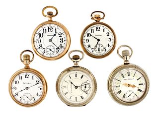 A lot of nine American and Swiss pocket watches