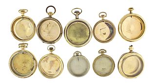 A lot of gold filled pocket watch cases and parts