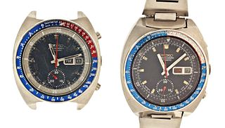 A lot of two Seiko 6139 - 6002 "Pogue" wrist chronographs