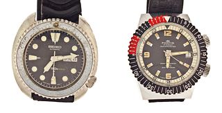 A lot of two divers wrist watches Seiko and Fortis