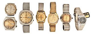 A lot of seven Fortis wrist watches