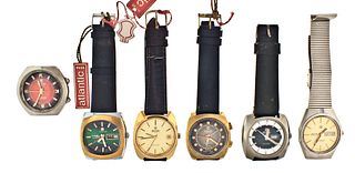 A lot of six Atlantic wrist watches
