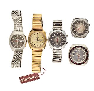 A lot of seven Atlantic wrist watches